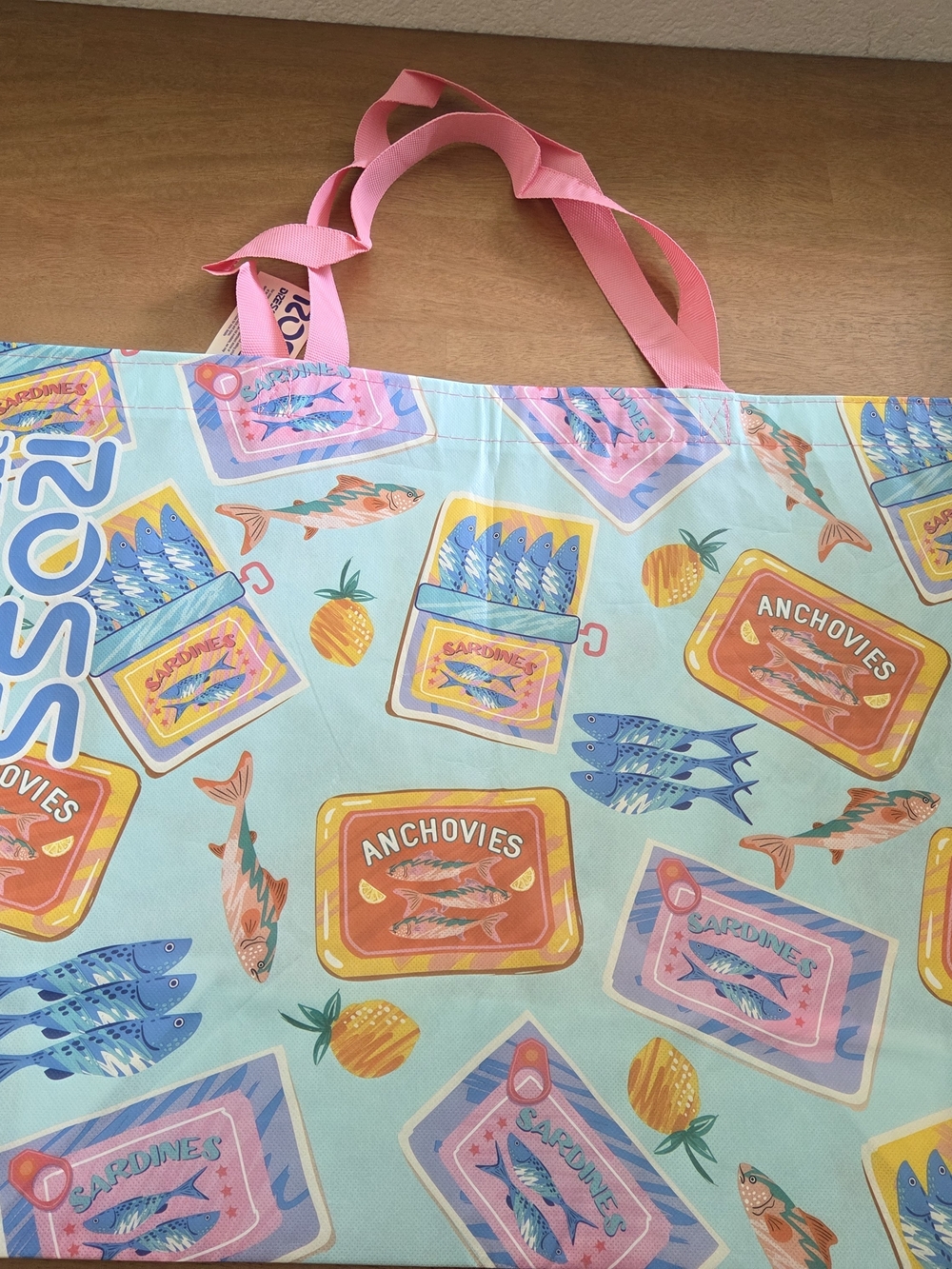 ROSS Sardines Anchovies Reusable Shopping Tote Bag Fish Print